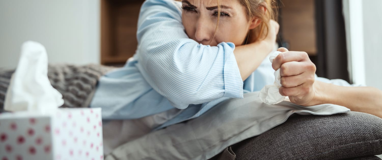 Sick Woman Coughing