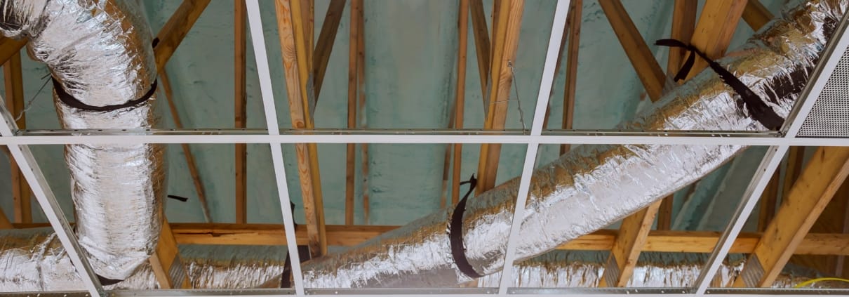 Construction new home of installed of HVAC vent in roofing