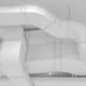 Grey ductwork traveling along a ceiling