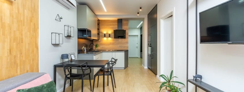 A clean air quality living room and kitchen area avoiding air conditioning myths