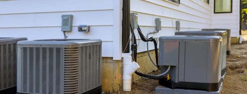 HVAC installed outside facade of the new house